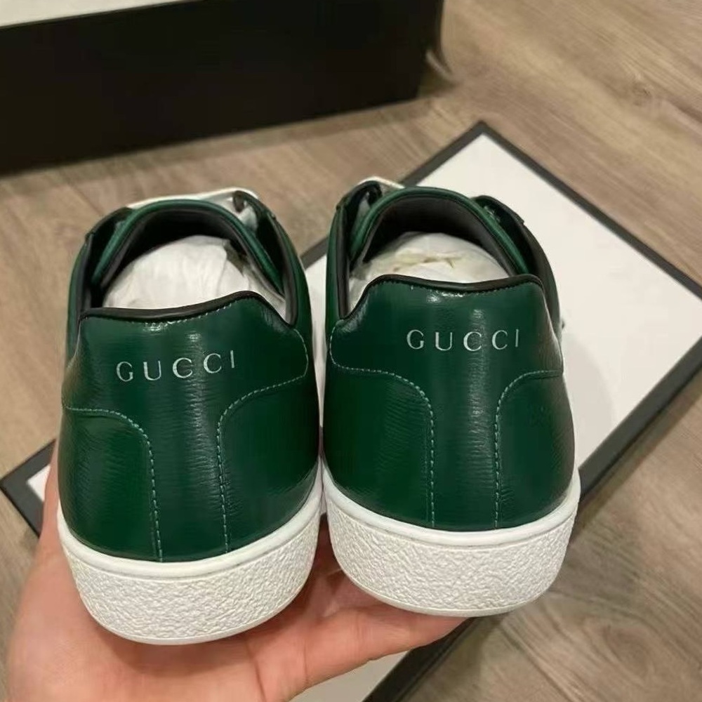 Authentic Gucci Green Snake Print Web Detailed Ace Lace up Sneaker Size 7 NIB - Picture 3 of 5